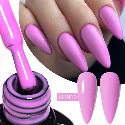 MEET ACROSS 7ml Gelatina Nuda Shimmer Base in gomma Gel Glitter Rosa Viola UV/LED Nail Art Vernis Gel Smalto per manicure Unghie FAI DA TE