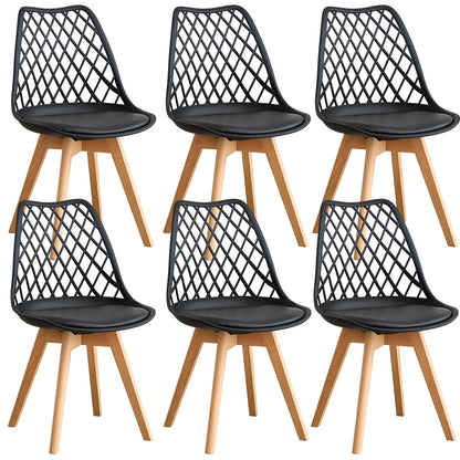 Set di 4/6 sedie da pranzo moderne con schienale in rete con gambe in legno massello e cuscini imbottiti, per sala da pranzo/camera da letto, sedia da caffè