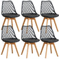 Set di 4/6 sedie da pranzo moderne con schienale in rete con gambe in legno massello e cuscini imbottiti, per sala da pranzo/camera da letto, sedia da caffè