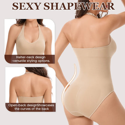 Body modellante da donna con scollo all'americana, controllo addominale, compressione, spalline convertibili, copertura totale, intimo modellante.
