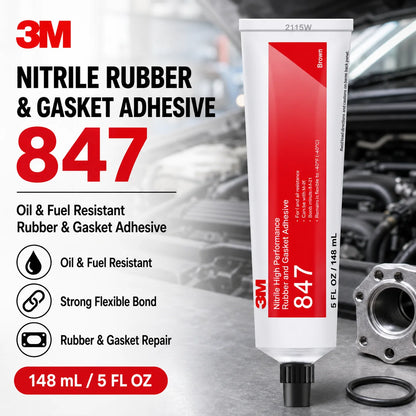 Adesivo Professionale 3M 847 per Gomma Nitrilica e Guarnizioni, Resistente a Olio e Carburante, Colla Flessibile per Riparazioni Automobilistiche