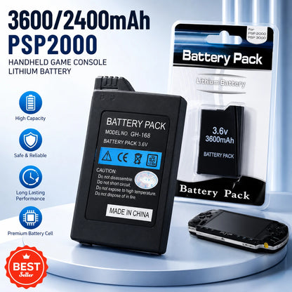 Batteria di Ricambio al Litio 3600/2400mAh per Console di Gioco Portatile PSP2000, Compatibile con PS Lite PSP-2PSP-3004