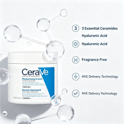 CeraVe Crema Nutriente in Confezione Grande da 454g, Trattamento Idratante Multiuso per Pelle Secca su Viso e Corpo