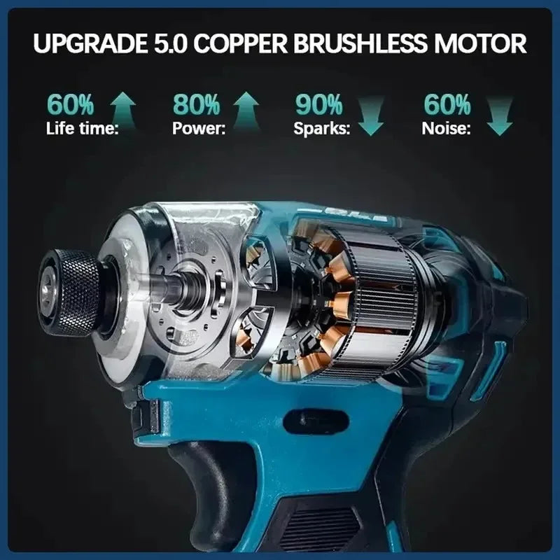 Makita DTD173 Blu 18V Avvitatore a Impulsi Brushless agli Ioni di Litio, Utensile Multifunzione, Trapano, Utensile Elettrico con Batteria 18650