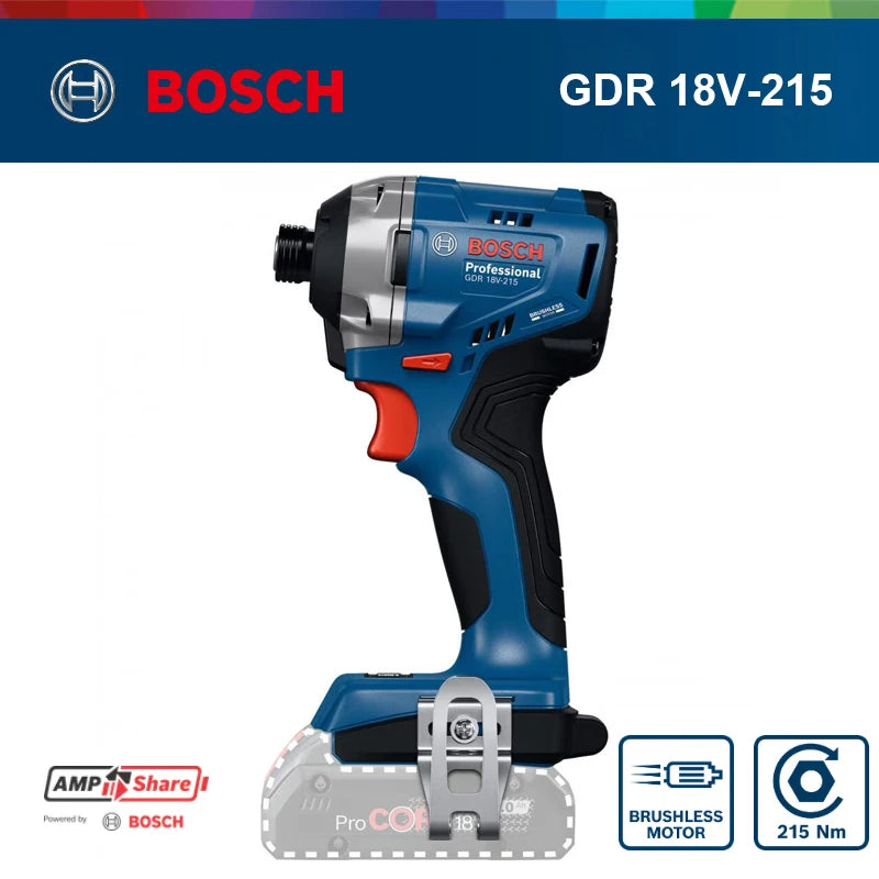 Bosch GDR 18V-215 Avvitatore a Impulsi Brushless 18V 215Nm Alta Coppia Cacciavite Elettrico Senza Fili Utensile Elettrico Professionale