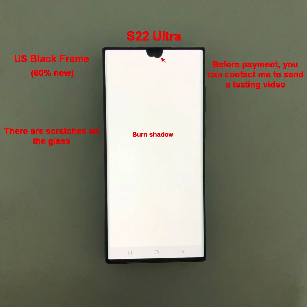 Display Super AMOLED per Samsung Galaxy S22 Ultra LCD SM-S908 S908U S908E, Schermo Touch Digitizer di Ricambio con Difetti