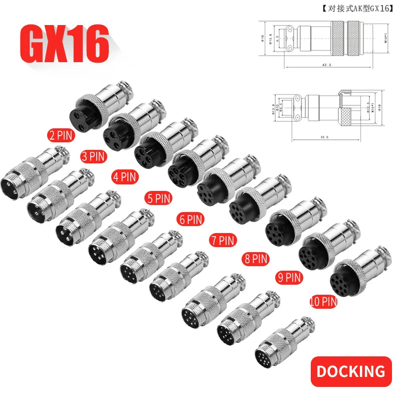 5/10/100Set GX12 GX16 GX20 Connettore aeronautico 2 3 4 5 6 7 8 9 10 12 14 15 Pin Maschio Femmina Cavo di aggancio Aviatore Presa di corrente