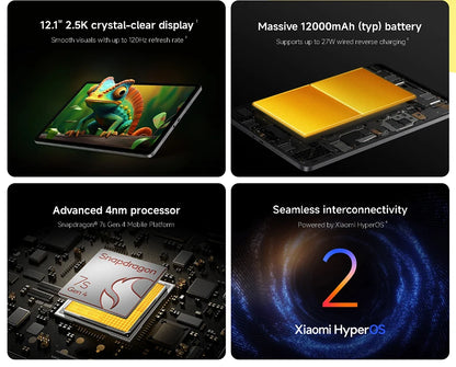 Xiaomi Redmi Pad 2 Pro Versione Globale, Tablet con Display 2.5K da 12,1", Batteria da 12000mAh, Snapdragon 7s Gen 4, Tablet Wi-Fi 6