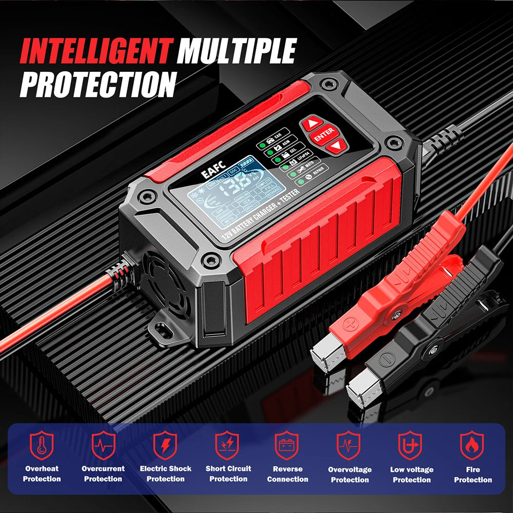 Nuovo 2in1 Smart Caricabatteria per auto Tester del sistema Analizzatore batteria per auto moto per batterie al litio LiFePo4 al piombo acido AGM GEL