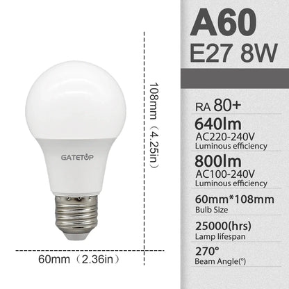 10 Pezzi Lampadine LED E27 B22 da 24W 20W 18W 15W 12W 10W 3W, AC 220V 110V 3000K 6000K, Lampada per Soggiorno e Casa