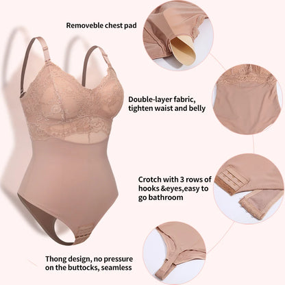 Perizoma in pizzo Body Shapewear Donna Nuovo Shaper per tutto il corpo Vita sottile Tummy Control Intimo Pancia piatta Corsetto liscio Nudo