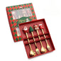 Set cucchiaio e forchetta natalizio in acciaio inossidabile caffè tè utensili da dessert confezione regalo design albero di Babbo Natale facile da pulire     6/4/2/1PZ