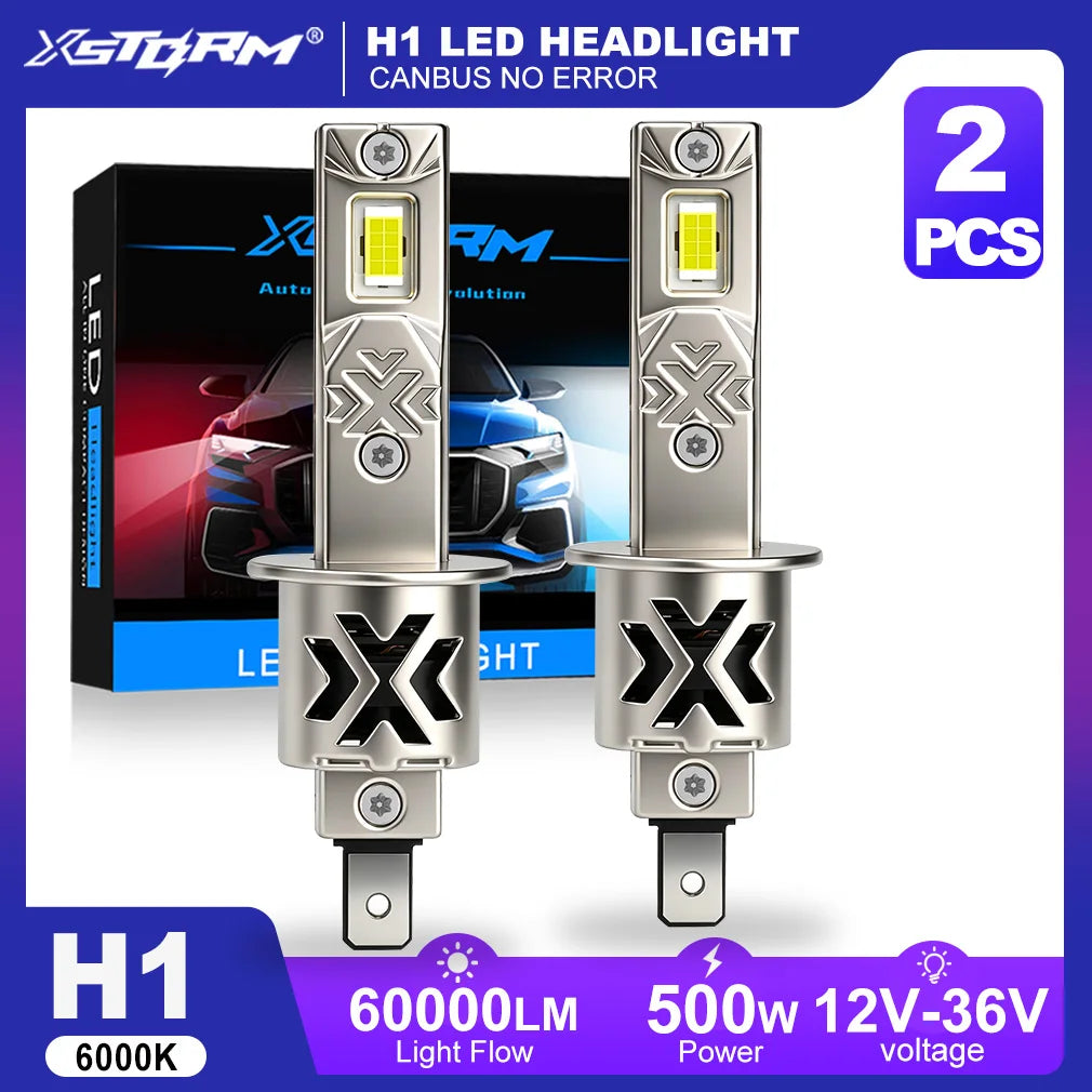 Luci LED XSTORM H1 per Auto 60000LM 500W, Fari Fendinebbia LED H1 Canbus Senza Errori, Lampade Turbo ad Alta Potenza 6000K Plug&Play