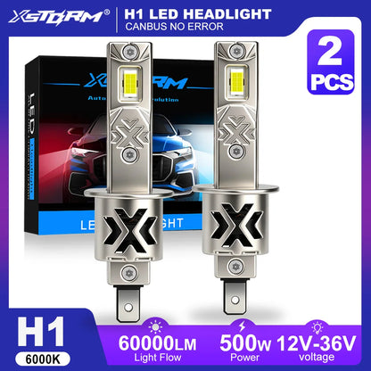 Luci LED XSTORM H1 per Auto 60000LM 500W, Fari Fendinebbia LED H1 Canbus Senza Errori, Lampade Turbo ad Alta Potenza 6000K Plug&Play