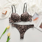Nuova lingerie europea e americana a 3/4 tazze con stampa leopardata abbinata a un set di biancheria intima da donna sexy perizoma reggiseno push up B2087