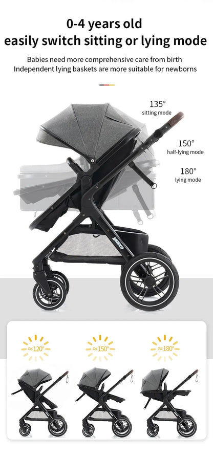 Nuovo passeggino di lusso 3 in 1 carrozzina da viaggio portatile pieghevole carrozzina alta paesaggio telaio in alluminio passeggino neonato