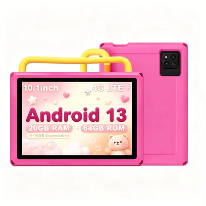 KOOMDIGI Tablet PC Android 13 da 10,1 pollici, 20 GB di RAM (4 GB + 16 GB espandibili), 64 GB di ROM, processore Deca Core, chiamate 4G LTE, display HD 1280×800, WiFi 2,4G/5G, doppia fotocamera 5MP+13MP, batteria da 5000 mAh