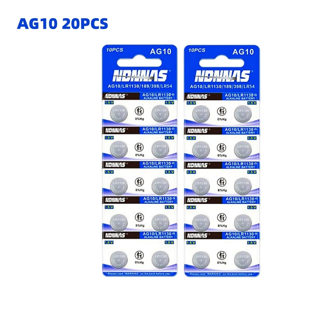 Batteria a bottone AG10 LR1130 LR 1130 SR1130 389A LR54 L1131 per batterie alcaline, orologi, apparecchi acustici, torce, calendari, giocattoli 1.55V