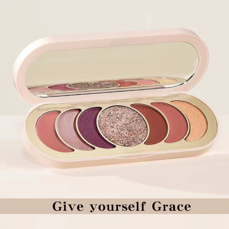 Nuova Palette Ombretti Rare Beauty 7 Colori Rosa Perlato Opaco Glitterato Pigmenti Occhi Brillanti