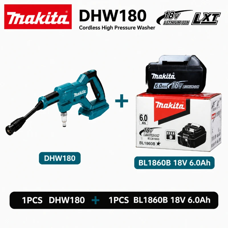 Idropulitrice Portatile a Batteria Makita DHW180 18V per Auto, Moto, Giardino e Patio - Compatibile con Batterie Makita 18V - Disponibilità EU