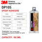 Adesivo Epossidico Trasparente Originale 3M DP105 Scotch-Weld, Colla Strutturale Flessibile a Presa Rapida per Metallo, Vetro, Plastica, 48,5ml