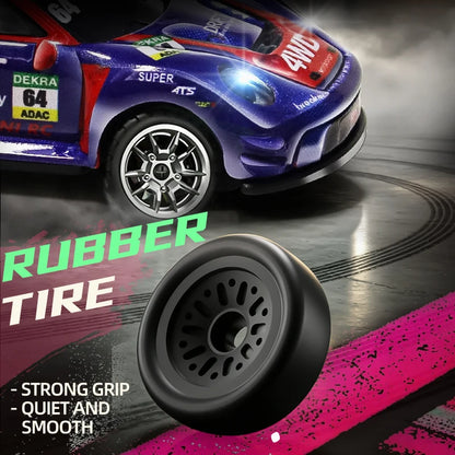 Auto RC da Drift ad Alta Velocità 1/64 con Luci, Auto Telecomandata 4WD 2.4G, Mini Auto da Corsa da Scrivania, Modellino in Scala, Giocattolo Regalo per Ragazzi