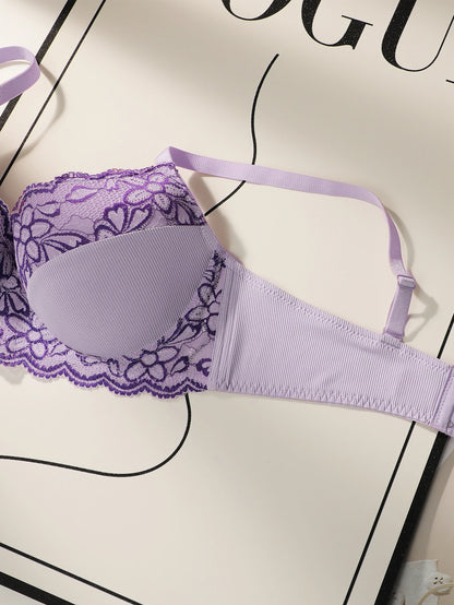 Intimo oversize da donna con mezza tazza raccolto design ricamato a fiori anti-cedimento adatto per donne grassocce 90D-110D B2510