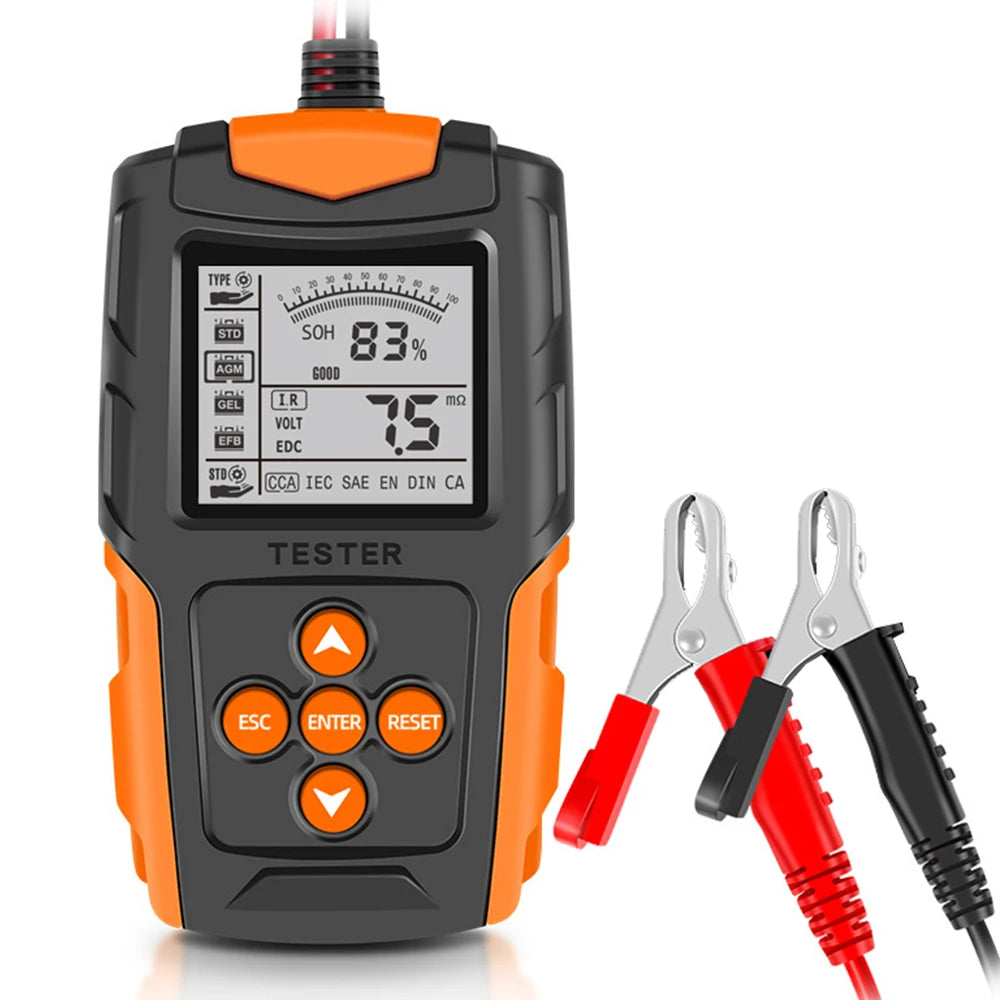 Tester Batteria Auto Podofo 12V 24V LCD Digitale, Analizzatore di Avviamento e Ricarica Veicoli, Strumento di Test per Rilevare Resistenza Interna IR, Tensione, Corrente di Scarica, Capacità, SOH, Durata per Auto, Moto, Cami