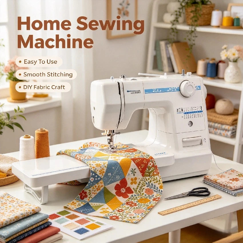 Macchina da cucire elettrica da tavolo per uso domestico, 19 punti preimpostati, funzione overlock e cucitura a bottoni, avvita automaticamente il filo, adatta per tessuti spessi.
