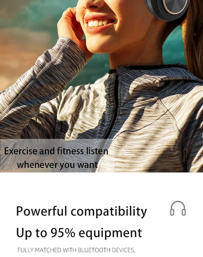 EOENKK T8 Cuffie wireless Bluetooth 5.3 con audio surround stereo, pieghevoli, per sport, a bassa latenza, per gaming, con riduzione del rumore