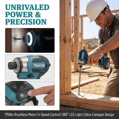2026 Makita DTD173 Avvitatore a Impulsi Senza Fili 18V con Motore Brushless, Trapano Elettrico per Legno/Bulloni/Modalità T, Utensile Elettrico Ricaricabile
