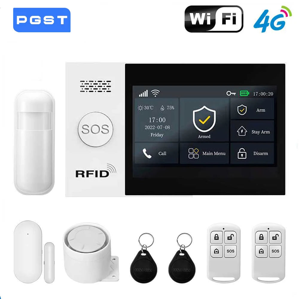 Sistema di allarme domestico wireless PGST, compatibile con Tuya, 4G/2G GSM WiFi, 433MHz, controllo da app, funziona con Alexa