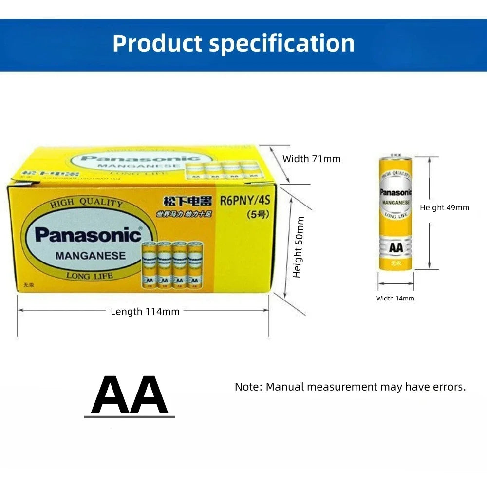 Batterie originali Panasonic AA 1.5V al carbonio-zinco per giocattoli LED, MP3, fotocamere, torce, rasoi, lettori CD