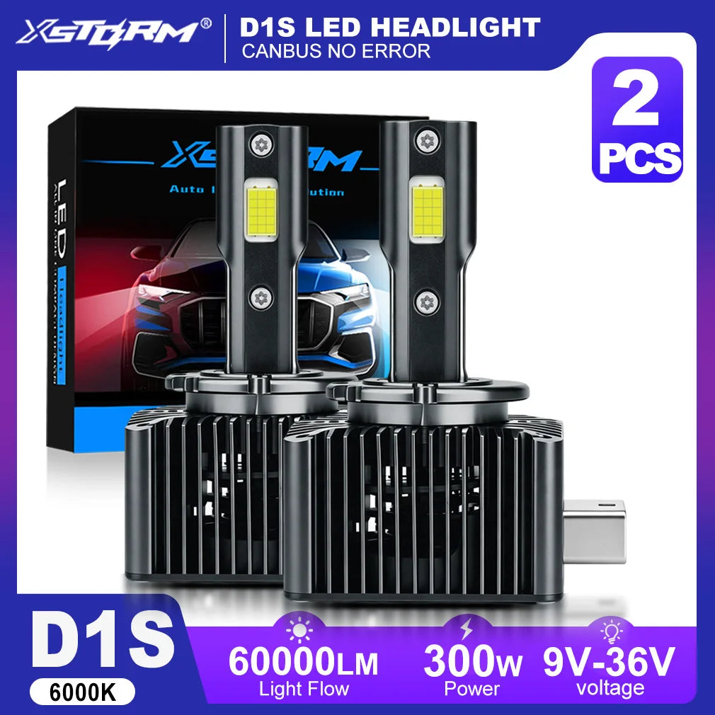 Fari LED XSTORM D1S Canbus 60000LM 300W D2S D3S D4S per Auto con Ventola, Lampade Turbo Auto 6000K 12V 36V Plug&Play