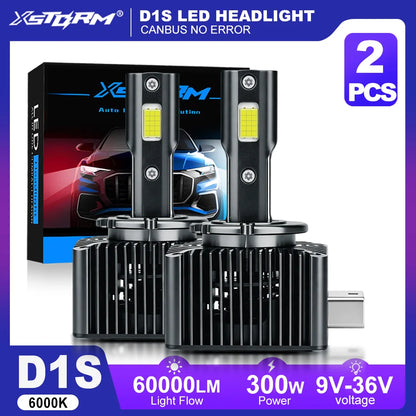 Fari LED XSTORM D1S Canbus 60000LM 300W D2S D3S D4S per Auto con Ventola, Lampade Turbo Auto 6000K 12V 36V Plug&Play