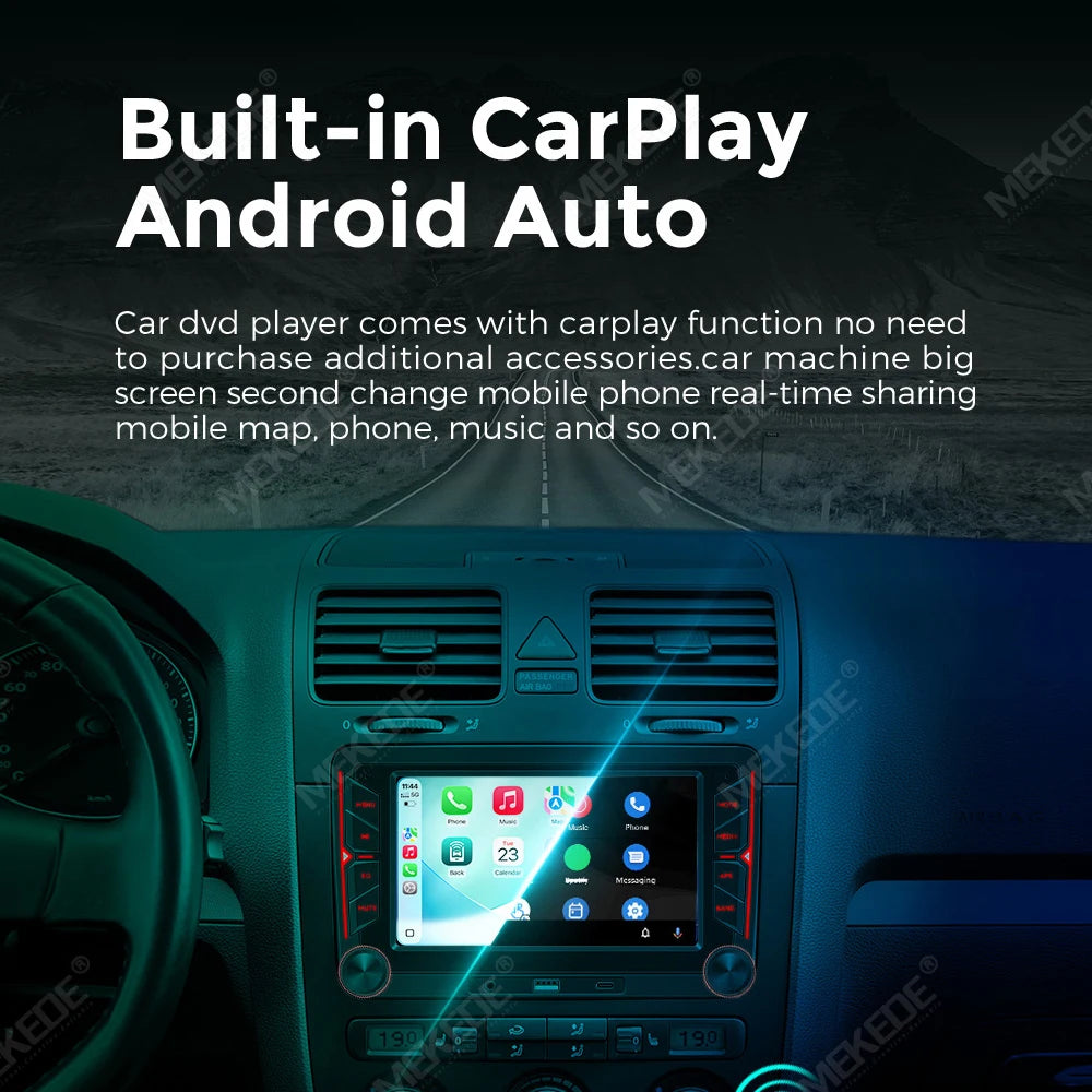 MEKEDE Sistema Multimediale con Navigazione GPS, CarPlay Wireless e Android Auto da 7/9 pollici per Volkswagen Passat B6 B7 Golf 5 6 Polo CC T5 SEAT Altea Toledo Leon Skoda Combi Yeti Superb