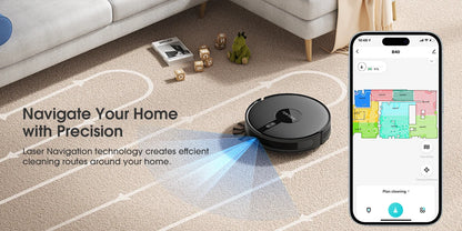 Lubluelu B40 Robot Aspirapolvere e Lavapavimenti, Aspirazione Potente 5800Pa, 180 Minuti di Autonomia, Controllo APP, Mappatura Intelligente, 34 Zone Proibite