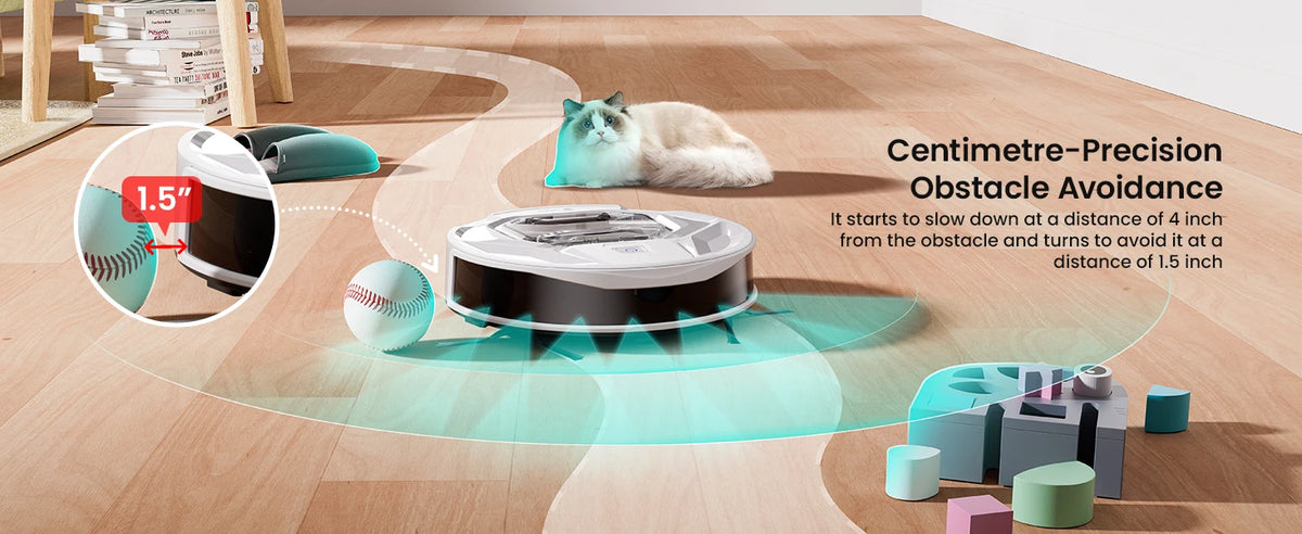 Robot Aspirapolvere Lefant M320 con Funzione Lavapavimenti, Potente Aspirazione 6000Pa, Contenitore Polvere Visibile, Rilevamento Tappeti, Controllo Vocale Alexa