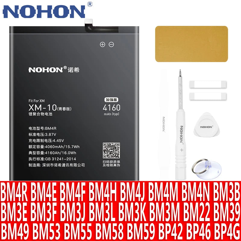 NOHON Batteria Per Xiaomi Mi 10 9 8 11T Pro 10T 11 Lite 12 12S 12X 13 6 5 MAX MIX 4 3 2 2S BM4R BM53 BM55 BM58 BM59 BP42 Batteria