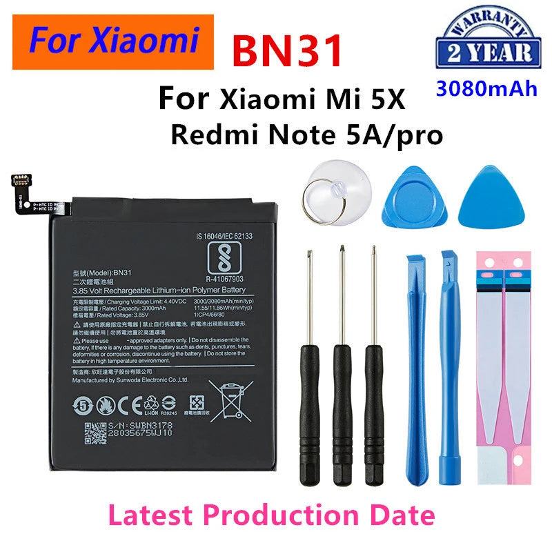 Batteria originale per telefono Xiaomi Mi Redmi Note Mix 2 3 3S 3X 4 4X 4A 4C 5 5A 5S 5X M5 6 6A 7 8 Pro Plus BN43 BN31