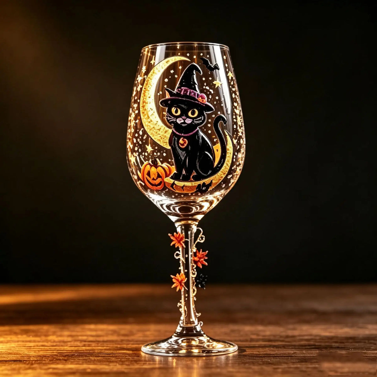 Set di Calici da Vino per Halloween in Confezione Regalo, Calici di Lusso in Vetro Artistico per Decorazioni da Tavola per Feste Invernali, Accessori Regalo per le Festività