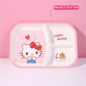 WUHE Set di Stoviglie per Bambini Hello Kitty, Ciotole e Piatti in Melamina, Design Cartoon per Ragazze, Senza BPA, Infrangibile, Lavabile in Lavastoviglie
