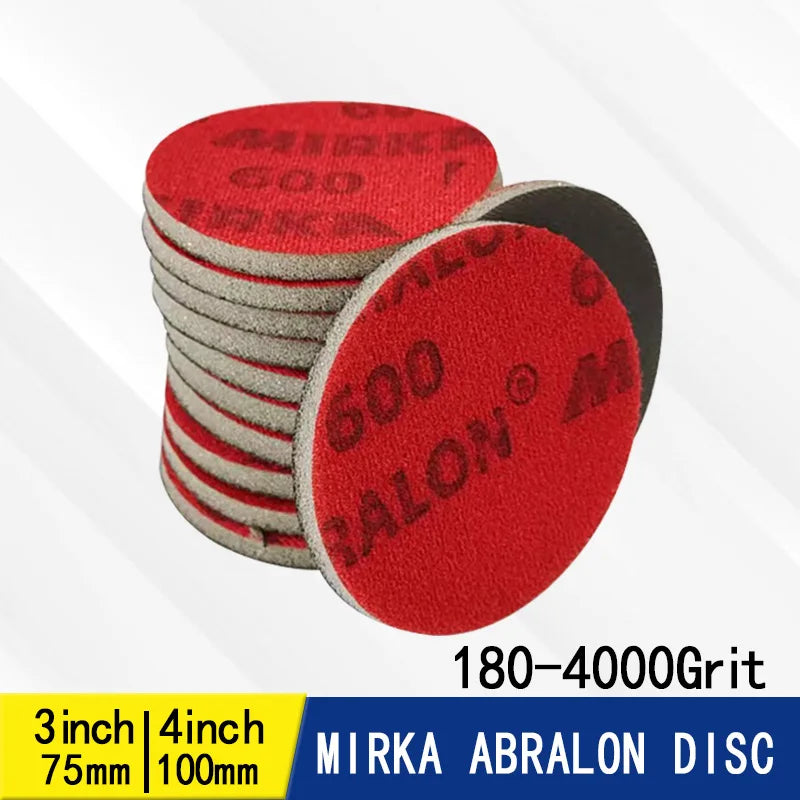 Mirka Abralon Dischi per lucidatura del vetro per auto 4 POLLICI 100 mm Gancio con supporto in schiuma Spugna Carta vetrata Grana 180-4000