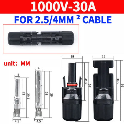 10/50/100 set connettore solare spina 30A 50A 1500V per connettore pannello solare resistente ai raggi UV Cina continentale cavo MC 2.5/4/6mm2