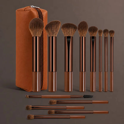 Set di Pennelli, Include 14 Pennelli per il Trucco + 1 Borsa per il Trucco + 2 Spugne per il Trucco, Contiene Pennello per Fondotinta, Pennello per Blush