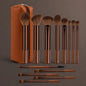 Set di Pennelli, Include 14 Pennelli per il Trucco + 1 Borsa per il Trucco + 2 Spugne per il Trucco, Contiene Pennello per Fondotinta, Pennello per Blush
