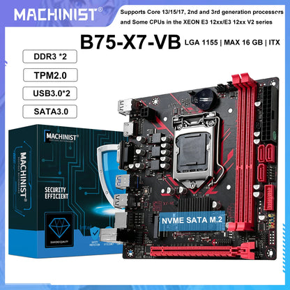 Scheda madre MACHINIST B75 X7 VB LGA1155 Supporto Dualchannel DDR3 RAM CoreI3/I5/I7 CPU 2/3Gen per computer da gioco USB3.0 SATA3.0
