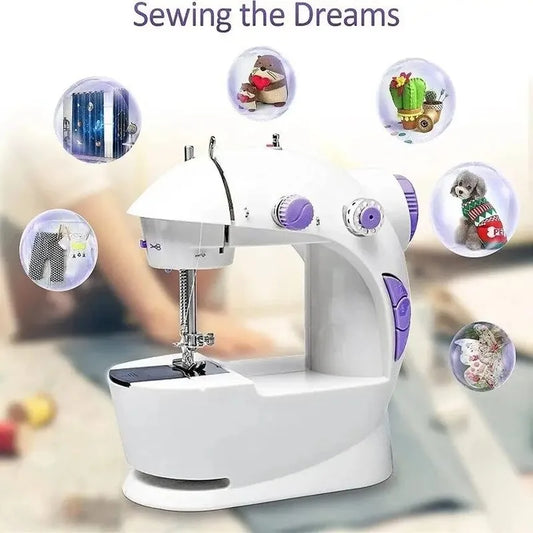 Macchina da cucire elettrica portatile con 12 punti incorporati, mini strumento da cucito domestico per principianti, macchina da cucire da tavolo per riparazioni e progetti fai-da-te domestici