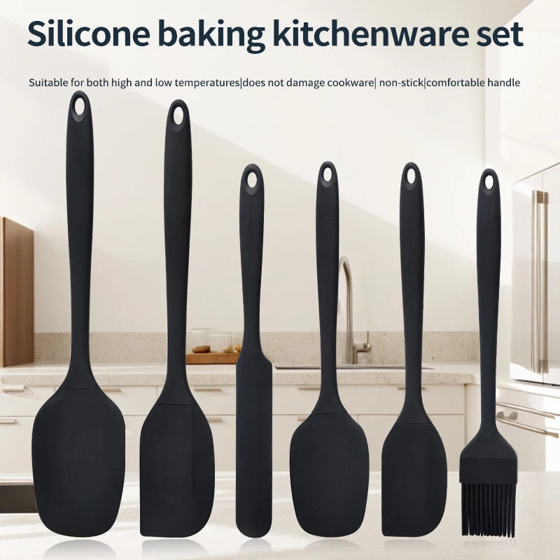 Set di utensili da cucina in silicone da 6 pezzi, spatola per crema, spatola, pennello per olio, set di raschietti di varie misure, strumento per la cottura, non integrato