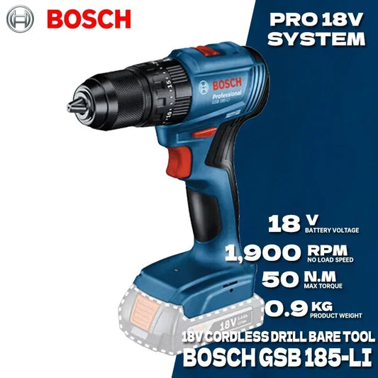 BOSCH GSB 185-LI Trapano avvitatore a percussione senza fili Brushless 18V, Avvitatore elettrico multifunzione, Utensili elettrici GSB185-LI